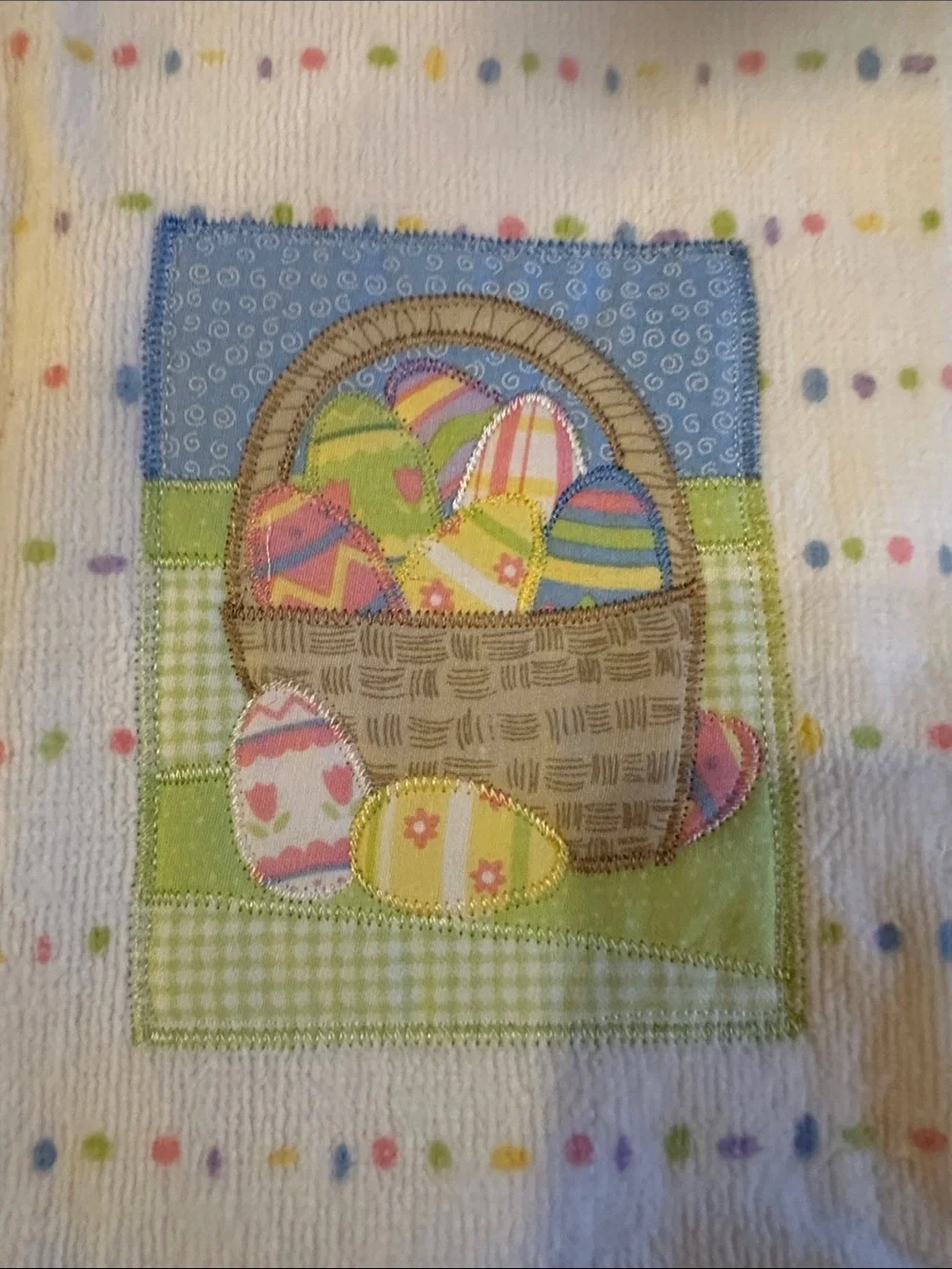 Easter Bunny Embroidered Kitchen Towels - Pastel Blue, Yellow, Pink - Unbranded